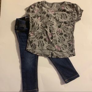 Toddler jeggings & Minnie Mouse shirt 18-24 months